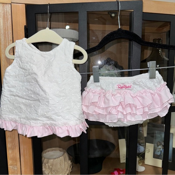RuffleButts Matching Bow set Swiss Dot Swing Top Bloomers shorts baby girl dress - Picture 3 of 8